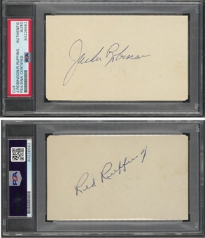 Jackie Robinson & Red Ruffing Signed Cut (PSA/DNA)